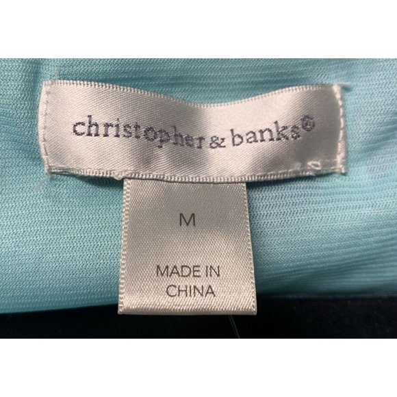 Christopher & Banks Dress Size Medium Lined Floral New Sleeveless New Blue Green - Picture 2 of 10